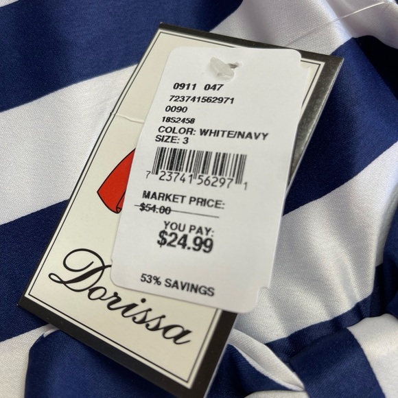 Dorissa navy blue and white stripped Easter dress size 3T NWT - Picture 2 of 3